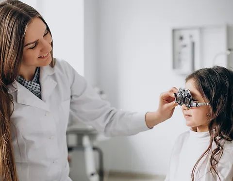 child getting an eye exam