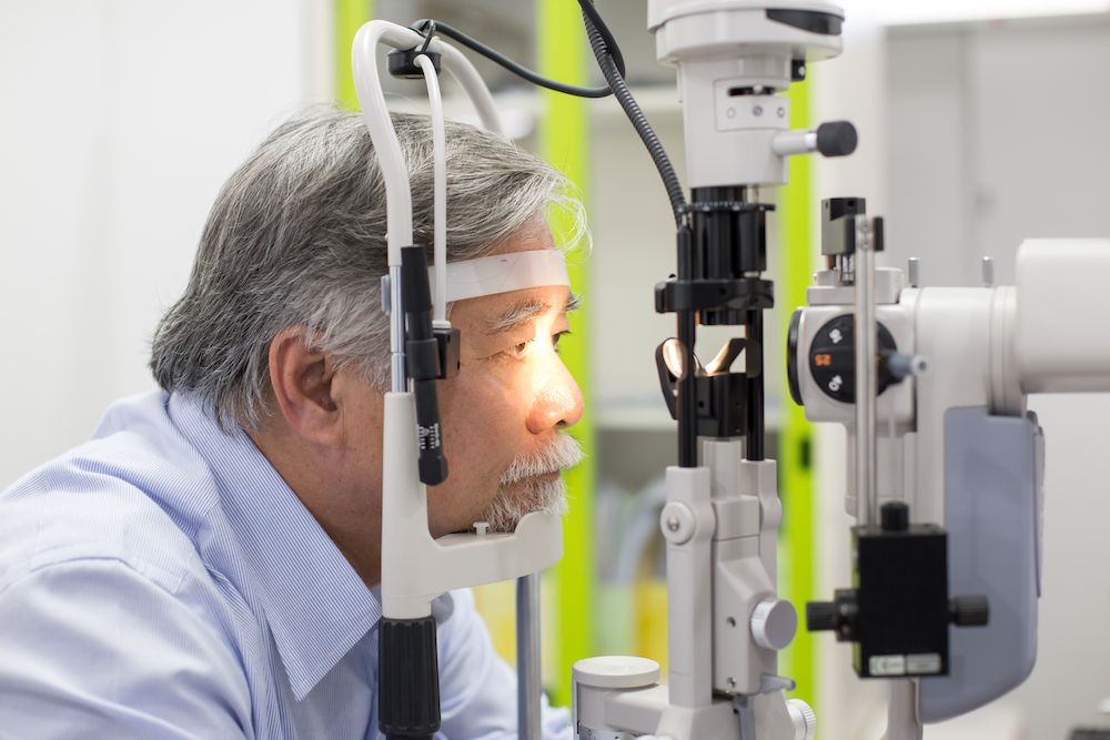 old man getting an eye exam