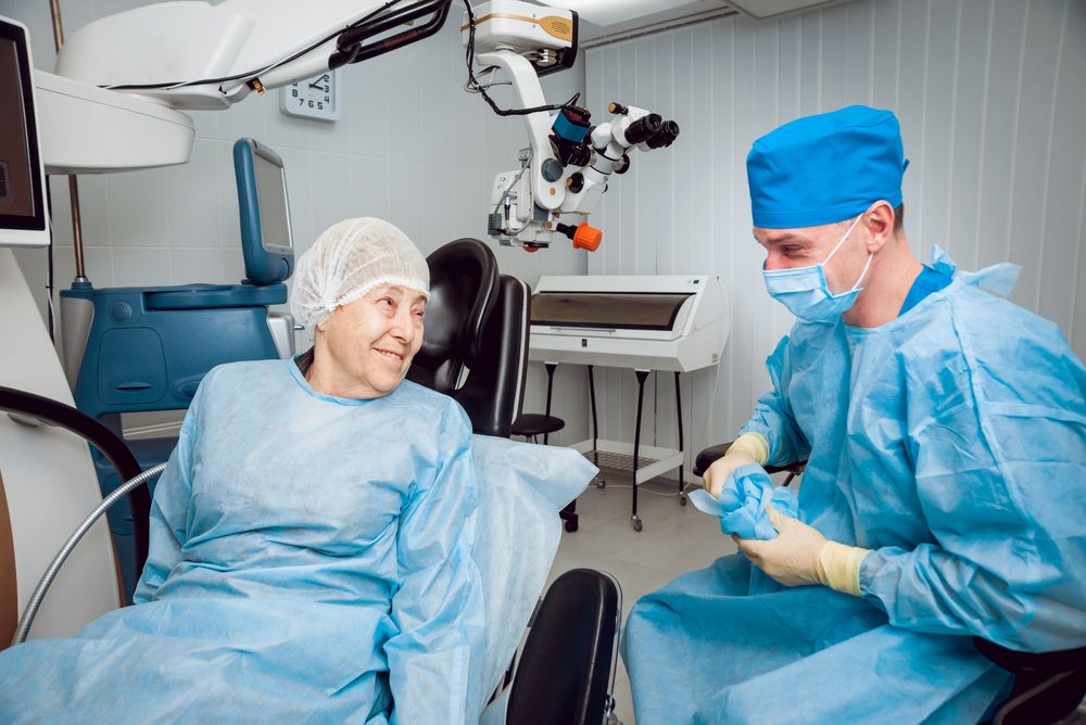 smiling woman at an optometrist