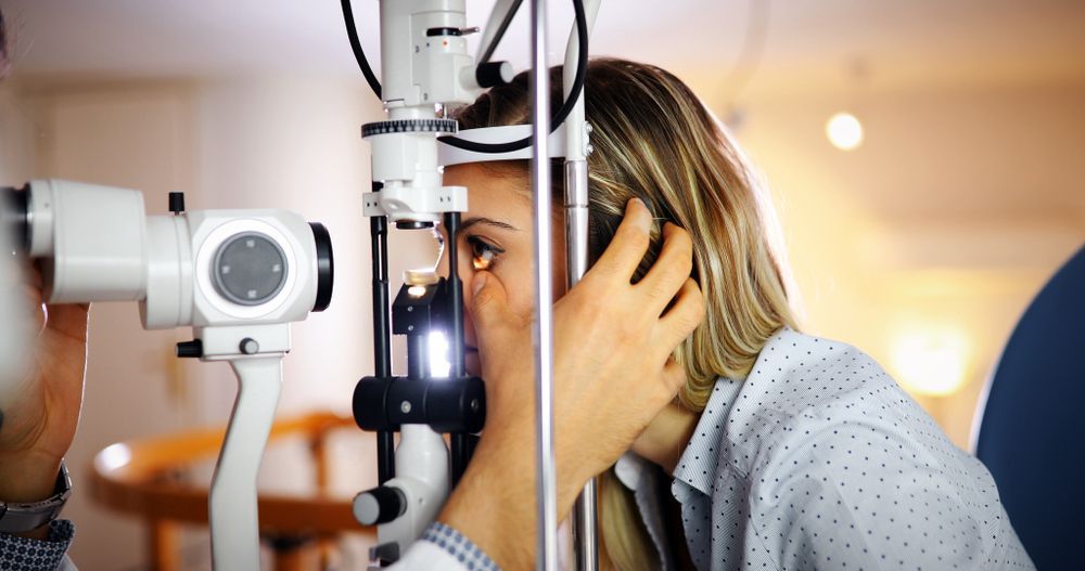 woman in an eye exam