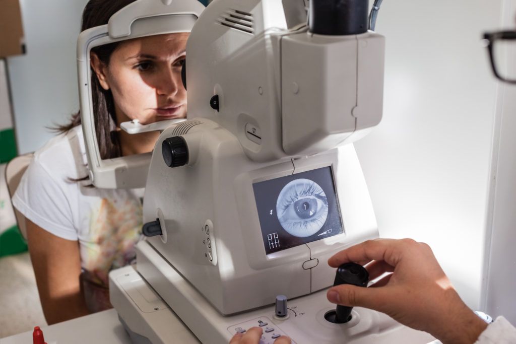 lady in an eye clinic