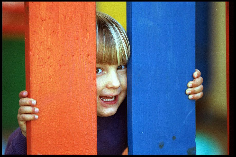 David playing at the fence