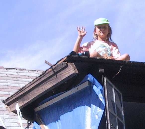 David at the roof helping dad