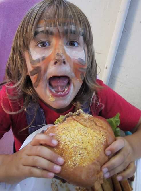 David eating as a tiger