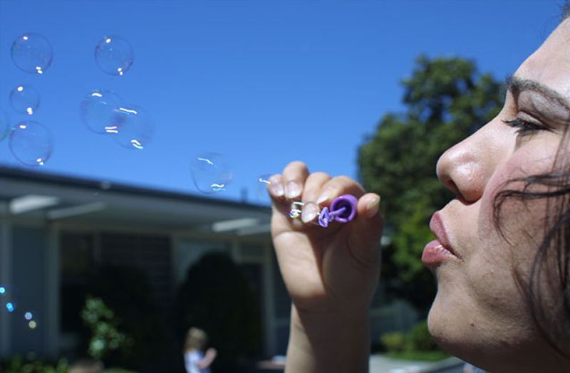 Denise blowing bubbles