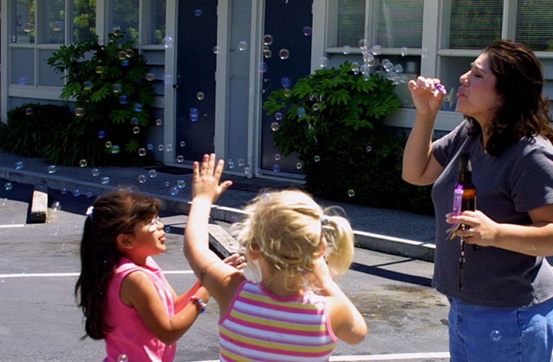 Denise blowing more bubbles