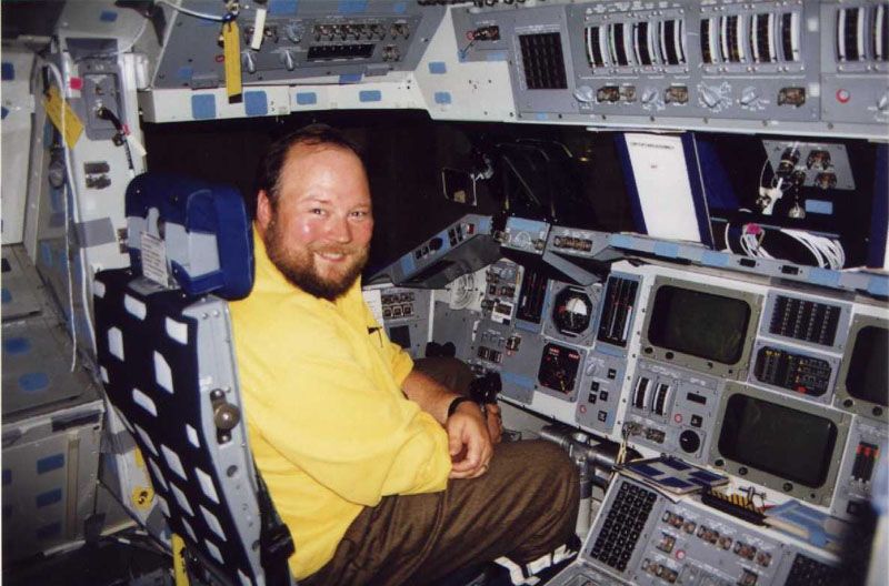 Rich enjoying NASA space shuttle simulator